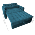 Sofá Cama 2 Lugares Yago Veludo Turkey Petróleo