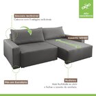 Sofá Cama 3 Em 1 3 Lugares 240cm Alfa Paropas By Ecosono Cinza