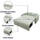 Sofá Cama 3 lugares 1,38m Bege Amora Matrix