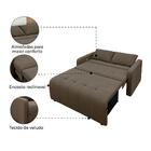 Sofá Cama 3 Lugares 1,38m Veludo Capuccino Amora Matrix