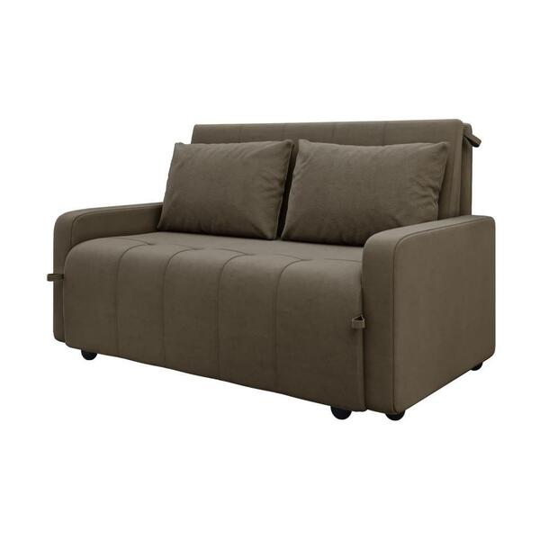 Sofá Cama 3 Lugares 1,38m Veludo Capuccino Amora Matrix