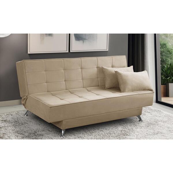 Sofá Cama 3 Lugares 1,80m Diana Suede Bege Adonai Estofados