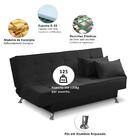 Sofá Cama 3 Lugares 1,80m Diana Suede Preto Adonai Estofados