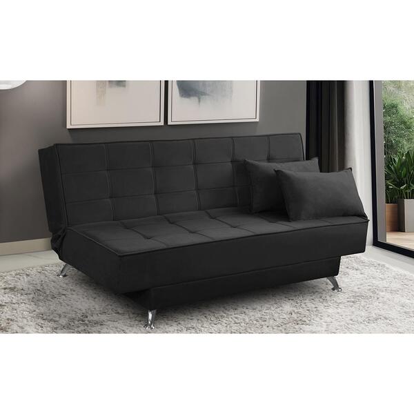 Sofá Cama 3 Lugares 1,80m Diana Suede Preto Adonai Estofados