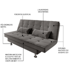 Sofá Cama 3 Lugares 1,84m Andradas Veludo Suede Cinza Mamflex