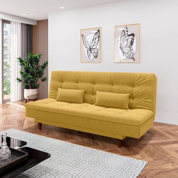 Sofá Cama 3 Lugares 190 Cm  Sofanete Nabalina Mostarda
