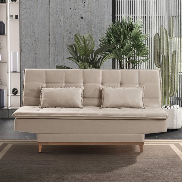 Sofá Cama 3 Lugares 192cm Com Pés De Madeira Luna