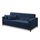 Sofá Cama 3 Lugares 2,00m Aurora Suede Azul Adonai Estofados