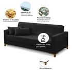 Sofá Cama 3 Lugares 2,00m Aurora Suede Preto Adonai Estofados
