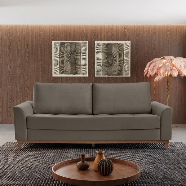 Sofá Cama 3 Lugares 224cm Alegra Estofart Bege