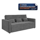 Sofá Cama 3 Lugares 2m Com Molas Caribe Veludo Cinza Selmer