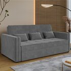 Sofá Cama 3 Lugares 2m Com Molas Caribe Veludo Cinza Selmer