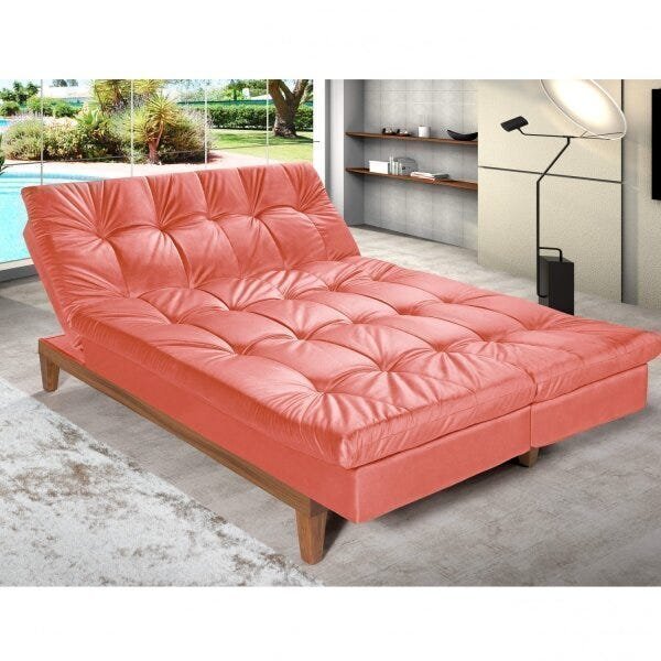 Sofá Cama 3 Lugares 5 Posições Versátil Madero  Coral