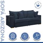Sofá Cama 3 Lugares Arizona Retrátil 20735 Veludo Azul  - Cel