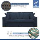 Sofá Cama 3 Lugares Arizona Retrátil 20735 Veludo Azul  - Cel