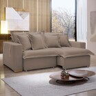 Sofá Cama 3 Lugares Arizona Retrátil 20735 Veludo Bege Escuro