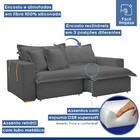 Sofá Cama 3 Lugares Arizona Retrátil 20735 Veludo Cinza  - Ce