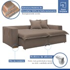 Sofá Cama 3 Lugares Arizona Retrátil Veludo Bege Escuro - Cel