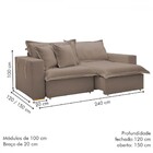 Sofá Cama 3 Lugares Arizona Retrátil Veludo Bege Escuro - Cel