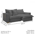 Sofá Cama 3 Lugares Arizona Retrátil Veludo Cinza - Celflex