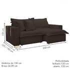 Sofá Cama 3 Lugares Arizona Retrátil Veludo Marrom - Celflex