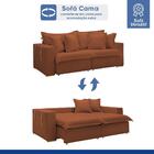Sofá Cama 3 Lugares Arizona Retrátil Veludo Terracota - Celfl