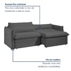 Sofá Cama 3 Lugares Aurora Retrátil Veludo Cinza - Celflex