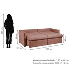 Sofá Cama 3 Lugares Aurora Retrátil Veludo Rosê - Celflex