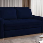 Sofá Cama 3 Lugares Azul Em Veludo 1,60m Exit