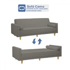 Sofá Cama 3 Lugares Beth Retrátil Linho Cinza - Celflex