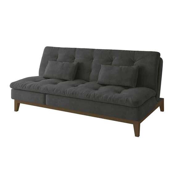 Sofá-cama 3 Lugares Casal Amanda Com Pés De Madeira Suede Cin
