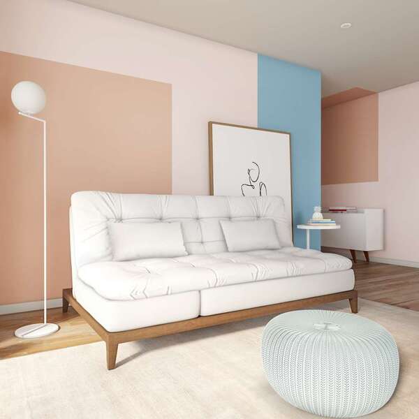 Sofá-cama 3 Lugares Casal Angeline Com Pés De Madeira Branco