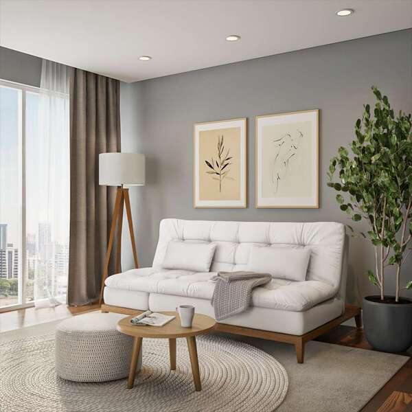 Sofá-cama 3 Lugares Casal Aurora Com Pés De Madeira Branco