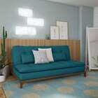 Sofá-cama 3 Lugares Casal Autenticidade Base E Pés De Madeira