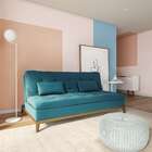 Sofá-cama 3 Lugares Casal Estilo Base E Pés De Madeira Suede