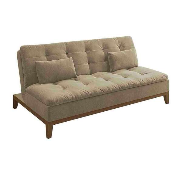 Sofá-cama 3 Lugares Casal Premium Base E Pés De Madeira Suede