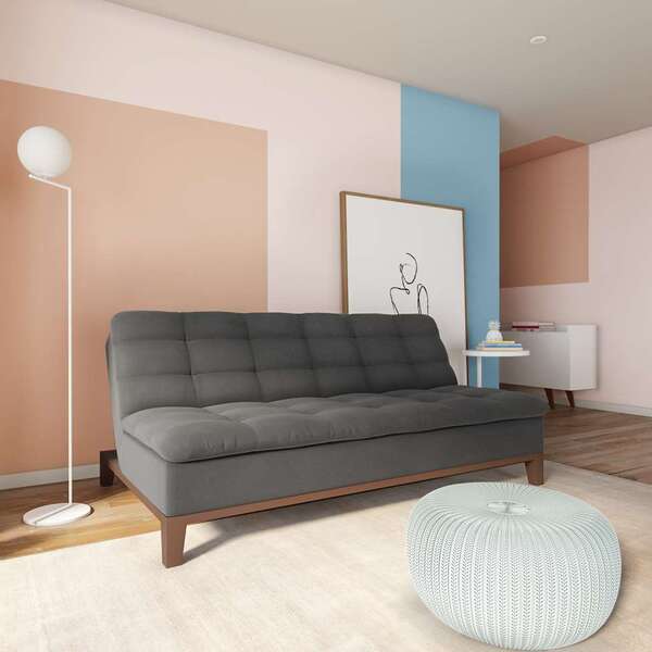 Sofá-cama 3 Lugares Casal Premium Pretty Base E Pés De Madeir