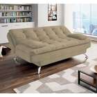 Sofá-cama 3 Lugares Casal Premium Suede Velvet Bege