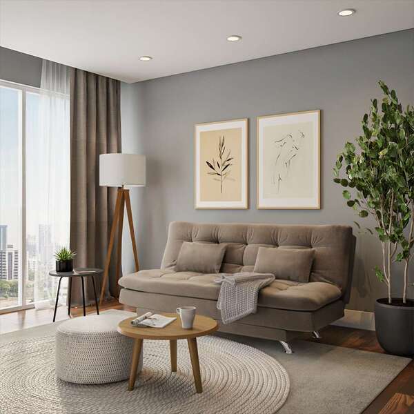 Sofá-cama 3 Lugares Casal Prestigio Suede Marrom