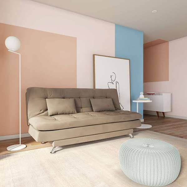 Sofá-cama 3 Lugares Casal Superior Suede Marrom