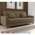 Sofá Cama 3 Lugares Com Baú Pâmela  Marrom Claro