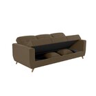 Sofá Cama 3 Lugares Com Baú Pâmela  Marrom Claro