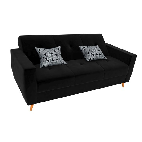 Sofá Cama 3 Lugares Com Baú Pâmela  Preto/cinza