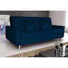 Sofá-cama 3 Lugares Com Baú Pamela Veludo Azul