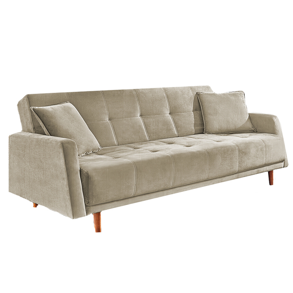 Sofá Cama 3 Lugares Em Linho Bege 2,05 Keela