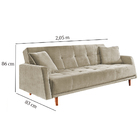 Sofá Cama 3 Lugares Em Linho Bege 2,05 Keela