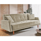Sofá Cama 3 Lugares Em Linho Bege 2,05 Keela