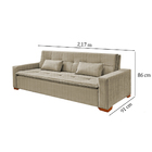 Sofá Cama 3 Lugares Em Linho Bege 2,17 Burano