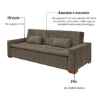 Sofá Cama 3 Lugares Em Linho Marrom 2,17 Burano