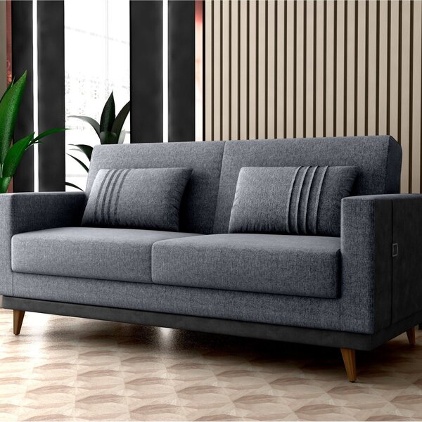 Sofá Cama 3 Lugares Esther 203cm X 95cm X 90cm Cinza/montana